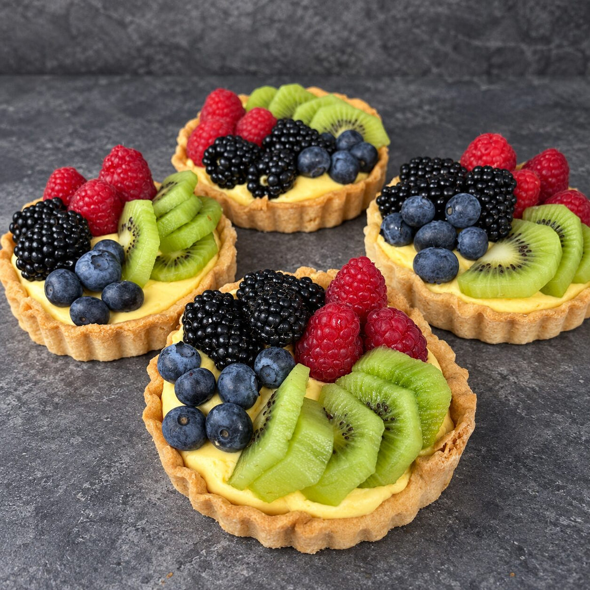 Freshly made Baci & Co fruit tarts